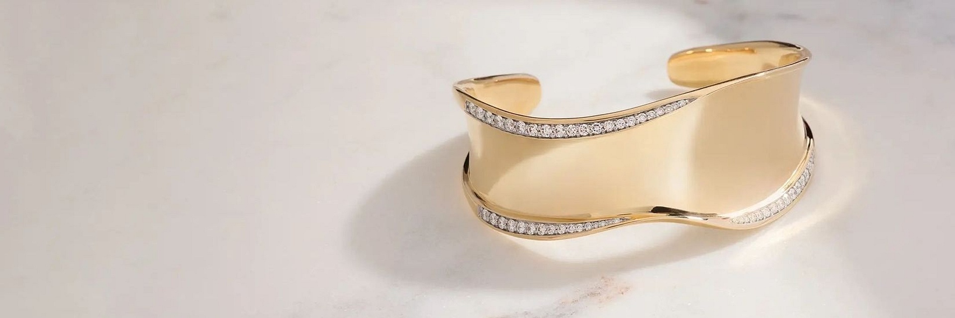 Yellow gold diamond cuff bracelet